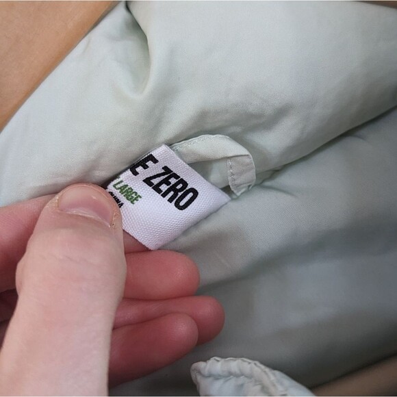 Double Zero quilted crop cropped puffer jacket coat L Large pale blue green - Picture 11 of 12